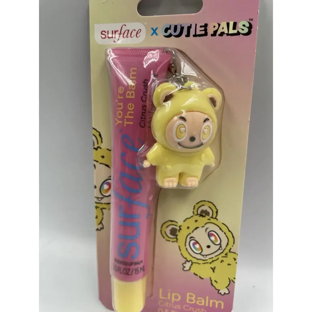 Surface x Cutie Pals Lip Balm 0.5 fl oz Citrus Crush & Keychain NIP
